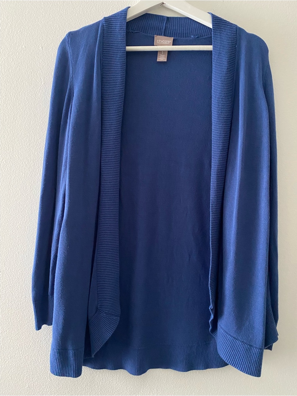 Chico's Open-Front Royal Blue Cardigan Sweater Size 1